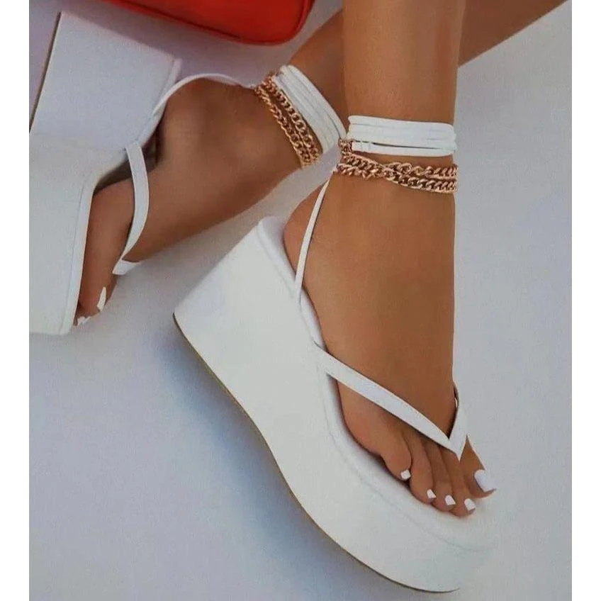 Chain Straps Wedge Sandals - Image 4