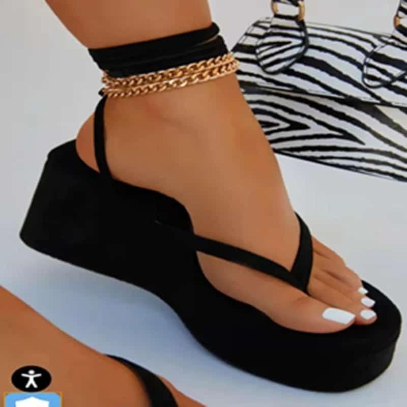 Chain Straps Wedge Sandals - Image 5