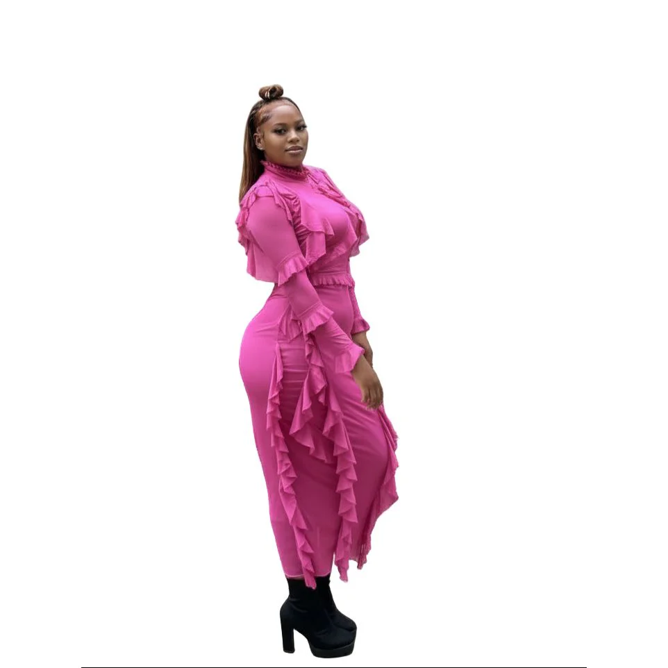 Chic Long Sleeve Ruffle Dress - Image 3