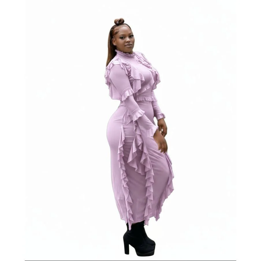 Chic Long Sleeve Ruffle Dress - Image 4