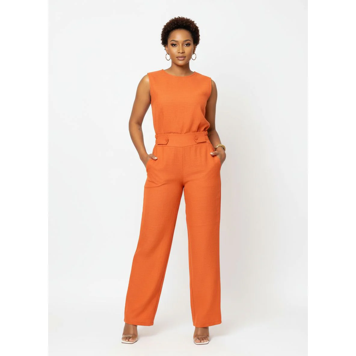 Chic  Sleeveless Top & High-Waist Pants 2-Piece Set - Image 2