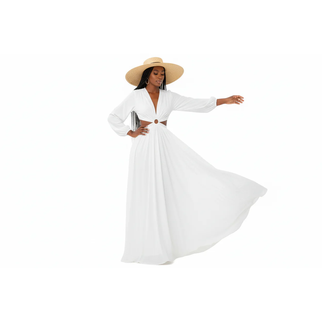 Chiffon Cut Out Maxi Dress