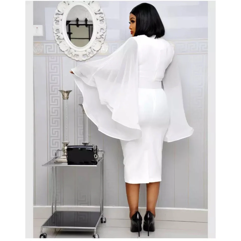 Chiffon Flare Long Sleeve Sexy Bodycon Dress - Image 5