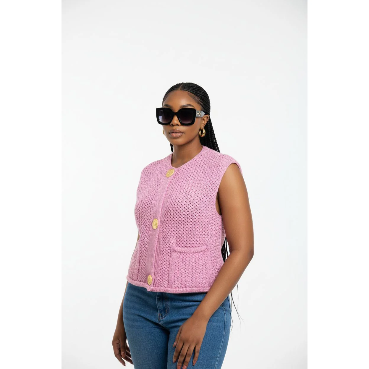 Chiquease New V-Neck Ribbed Knitted Cardigan Vest - Image 4