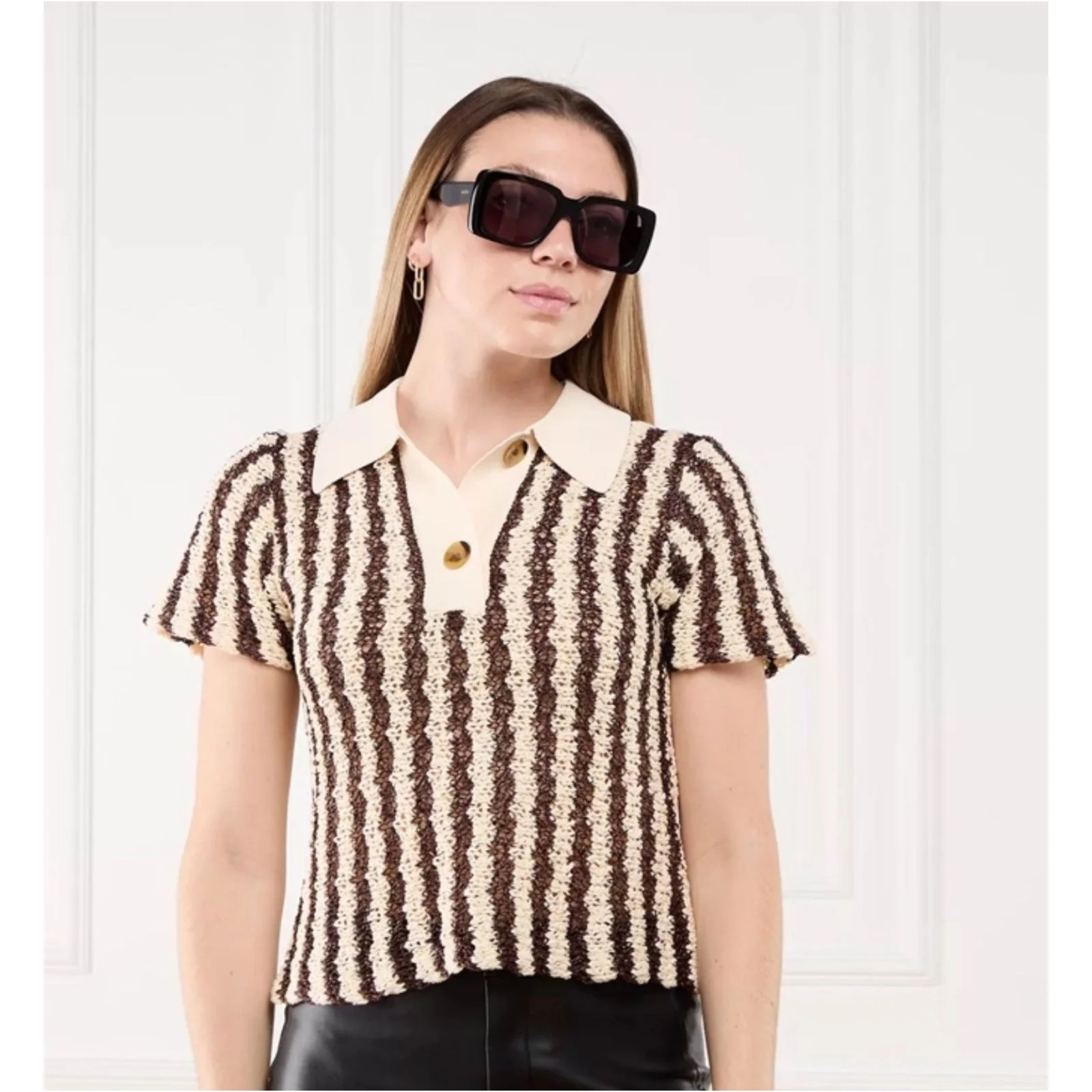Classic Striped Knitted Polo Shirt. - Image 5