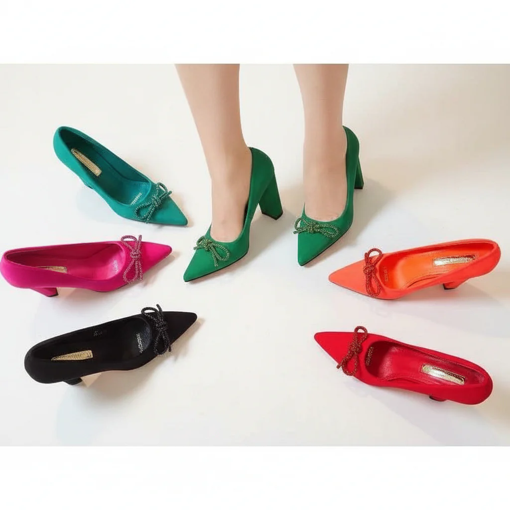 Classy Bowknot Thick High Heel - Image 2