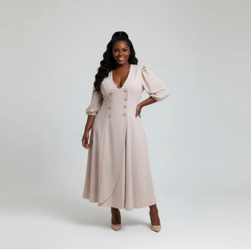 Plus Size Classy Deep V-Neck Bodycon Dress
