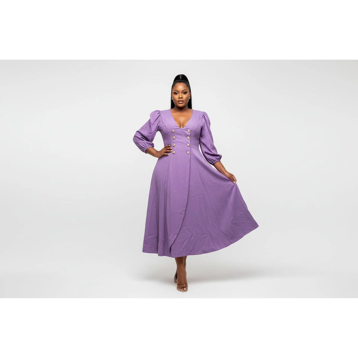 Plus Size Classy Deep V-Neck Bodycon Dress - Image 6