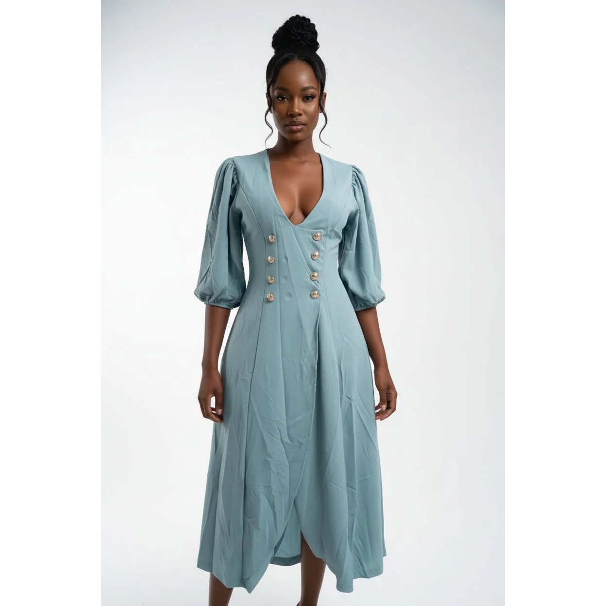 Plus Size Classy Deep V-Neck Bodycon Dress - Image 7