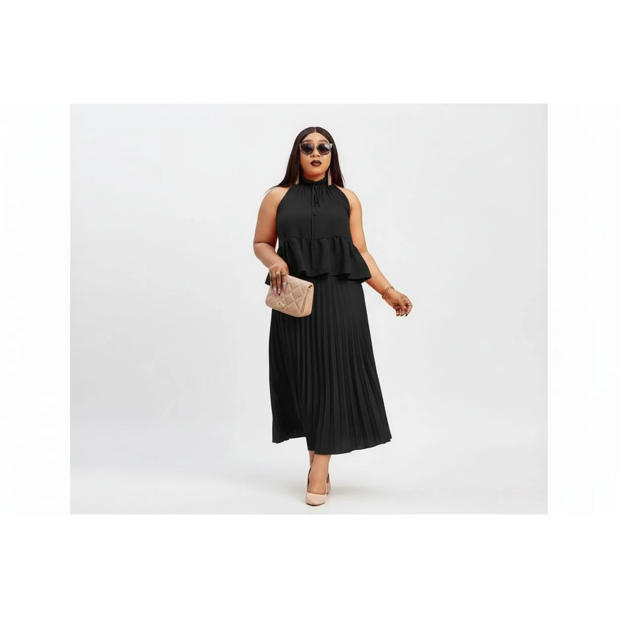 Classy Pleated Two Piece Set - Image 4