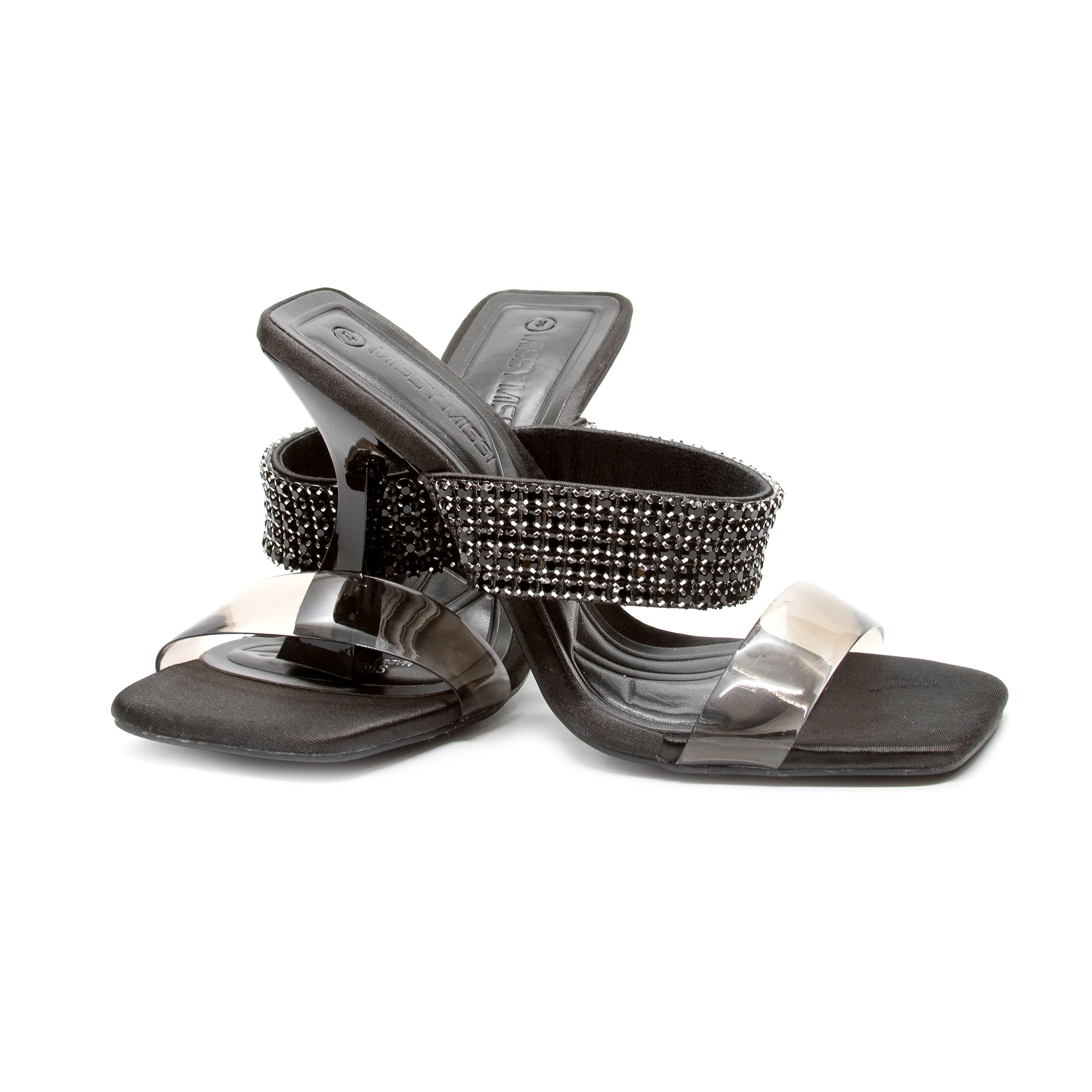 Classy Rhinestone Short Heel Sandals - Image 3