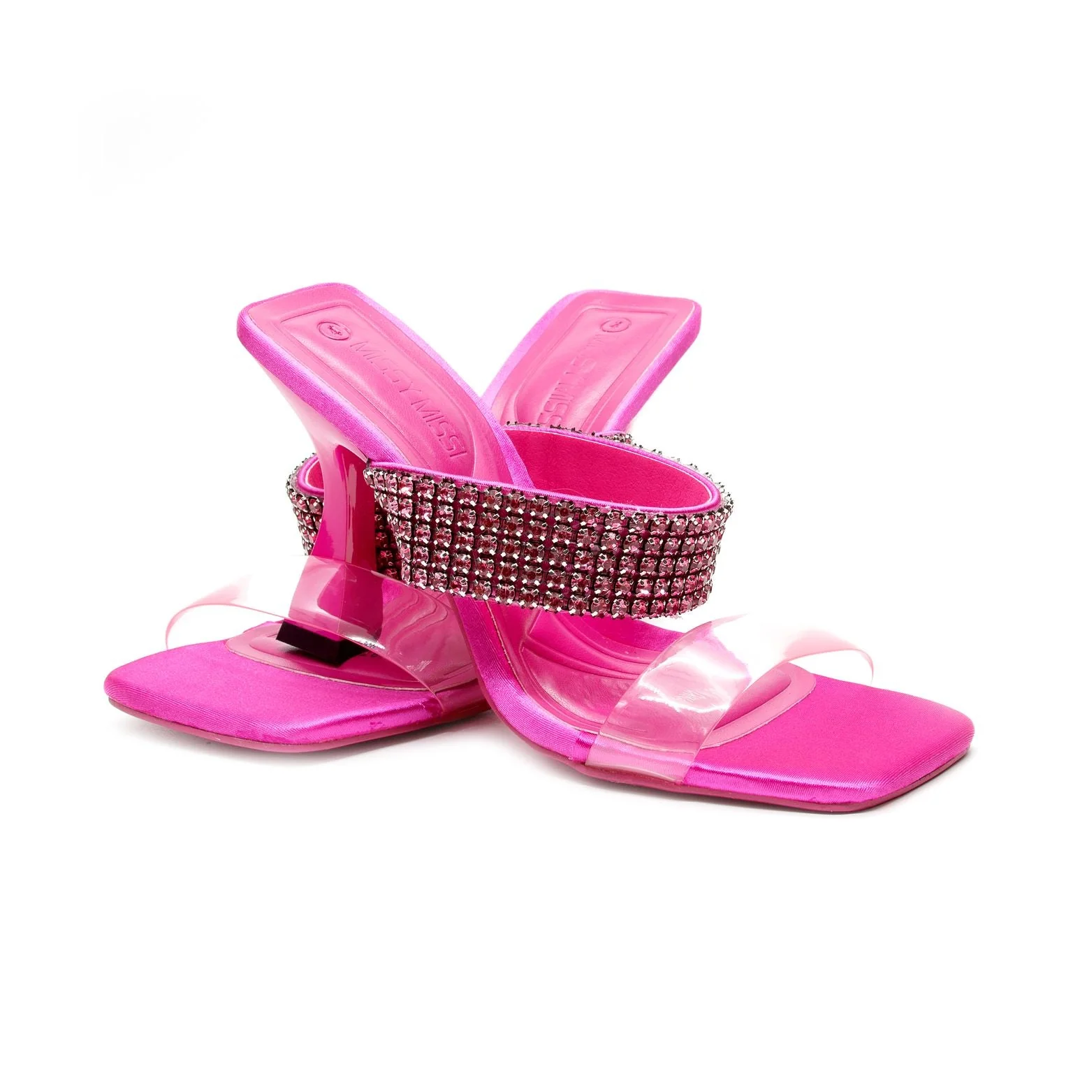 Classy Rhinestone Short Heel Sandals - Image 4
