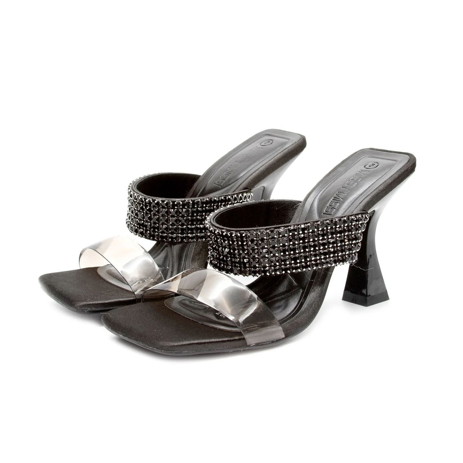 Classy Rhinestone Short Heel Sandals - Image 5
