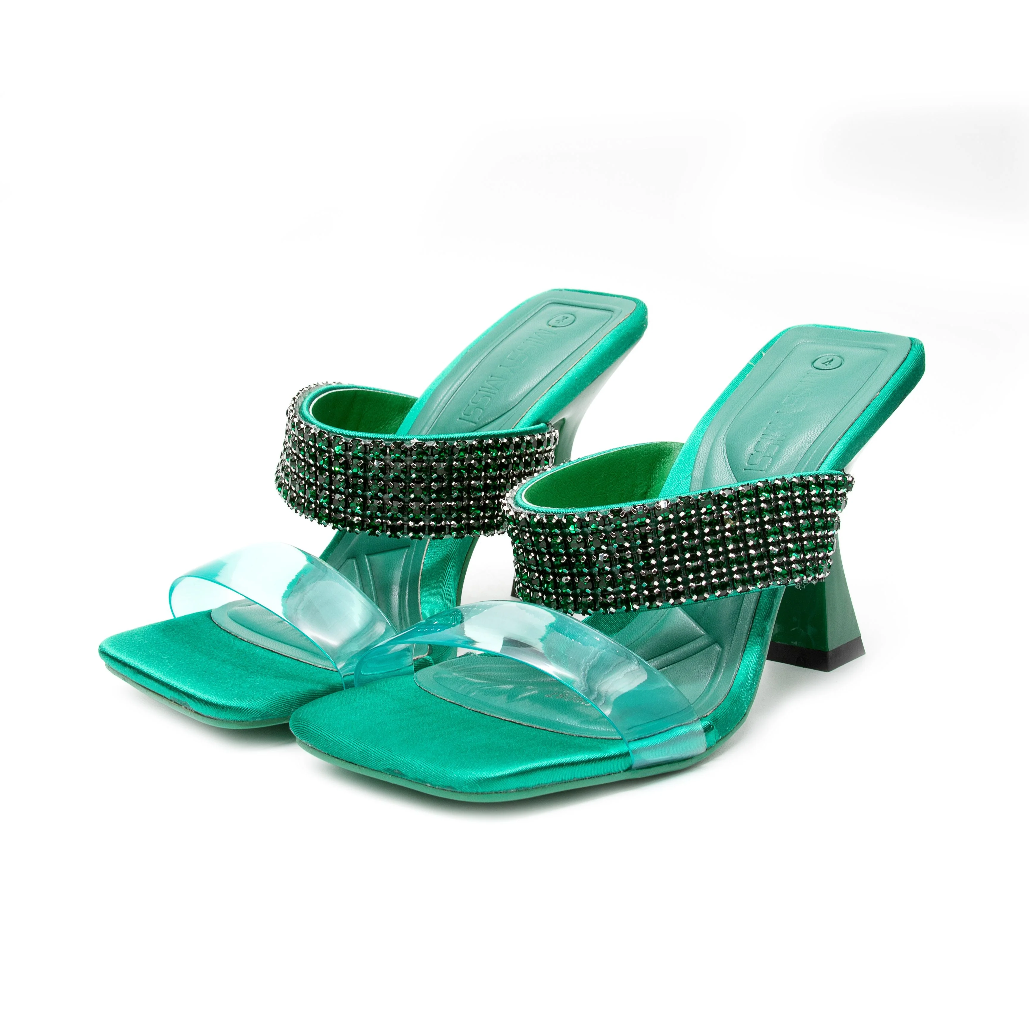 Classy Rhinestone Short Heel Sandals - Image 6