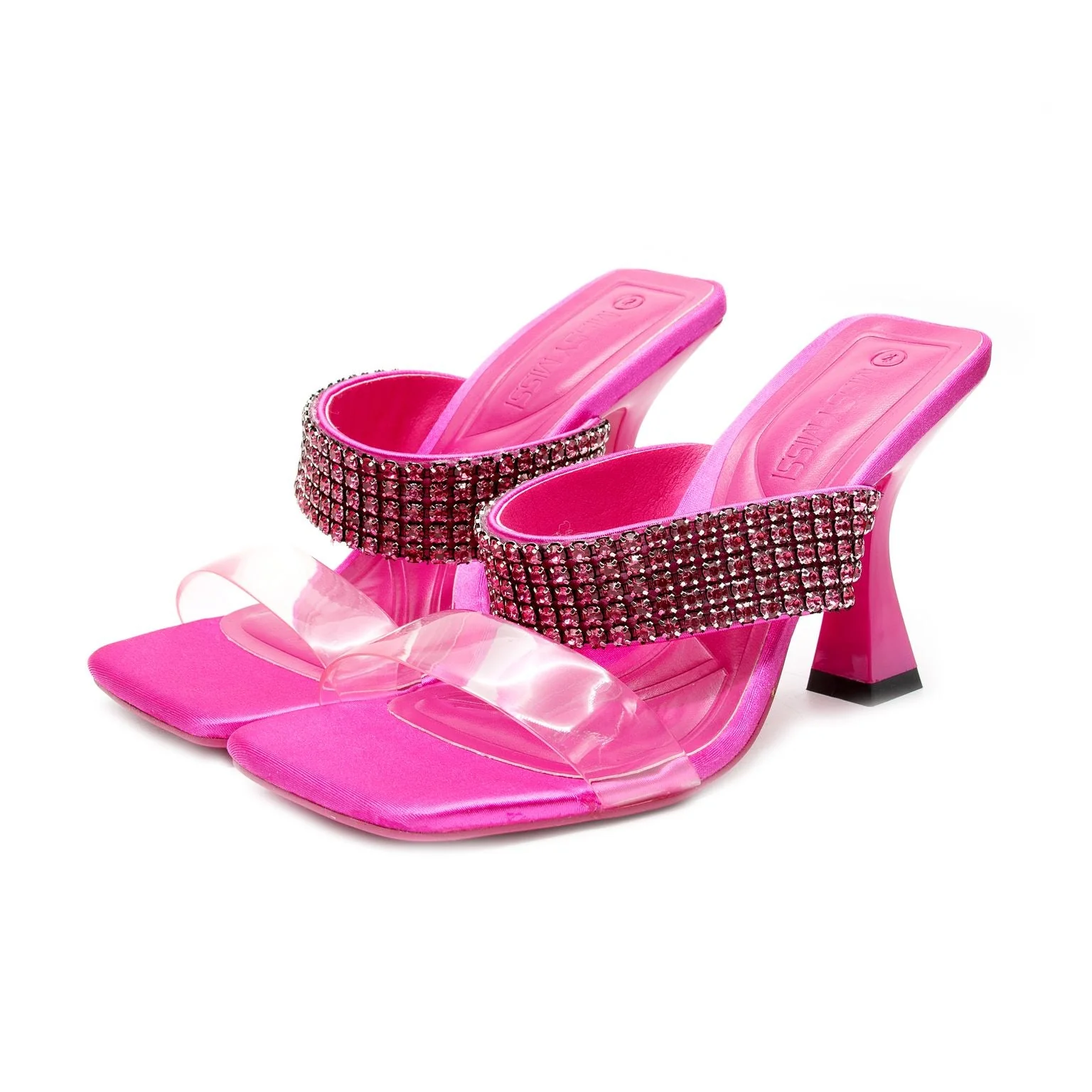 Classy Rhinestone Short Heel Sandals - Image 7
