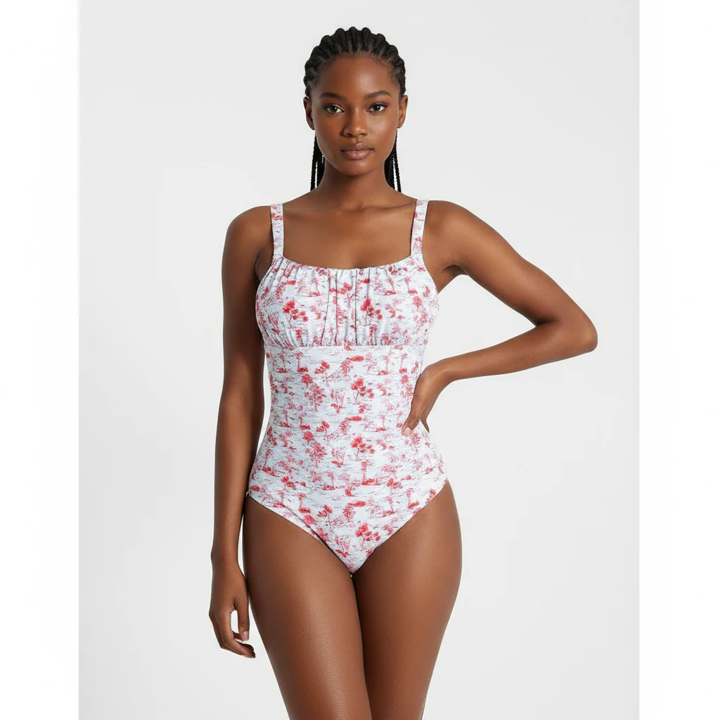 Coconut Tree Printed Strap Sexy Beach One Piece Swimsuit - Image 2
