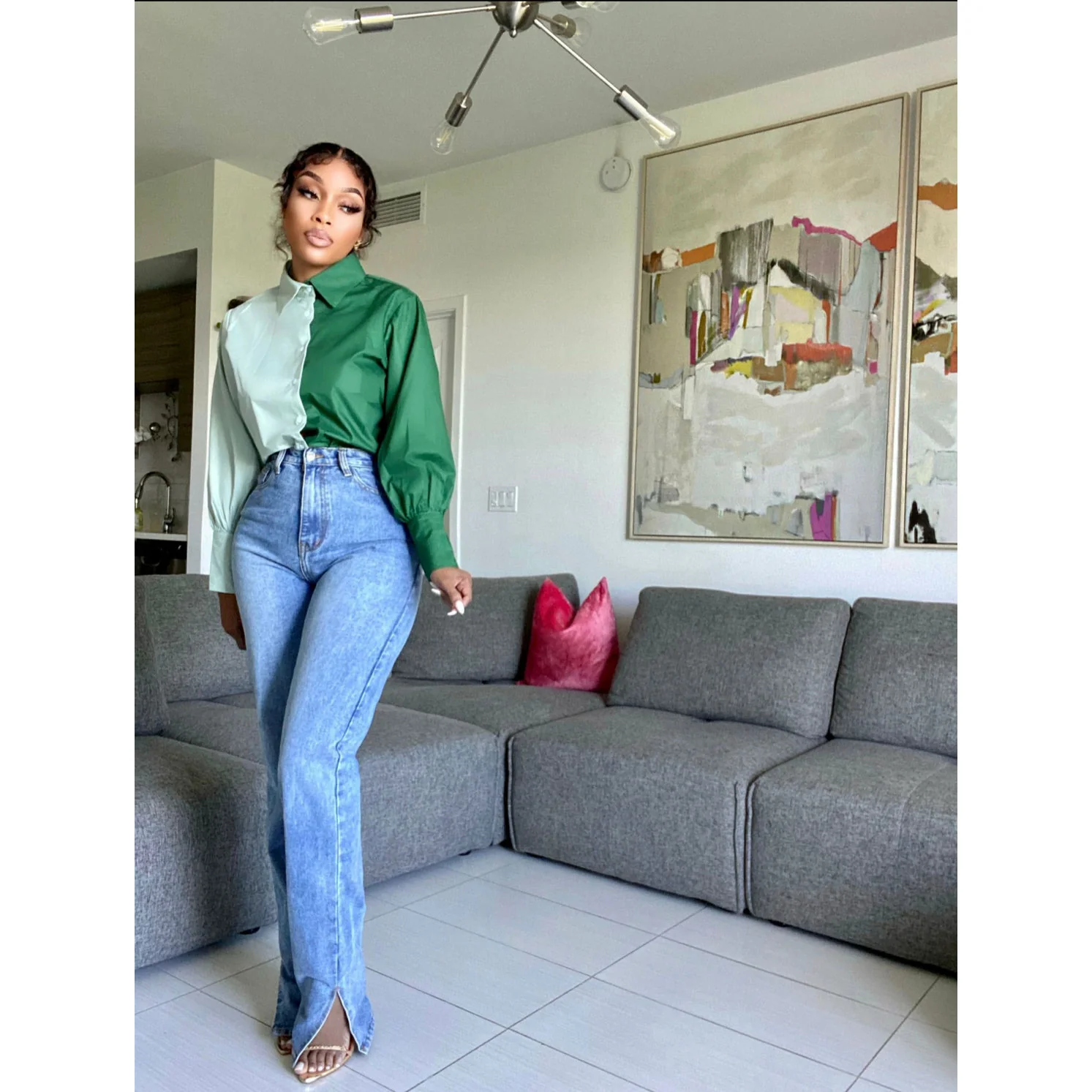 Color block long sleeve shirt - Image 4