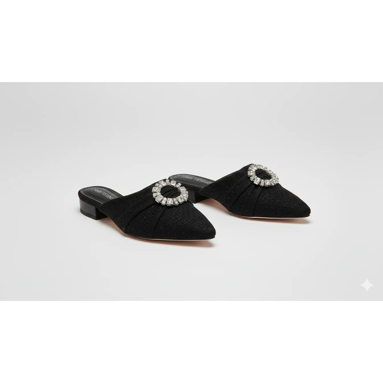 Glamorous Rhinestone Decor Point Toe Flats Mule Shoes - Image 4