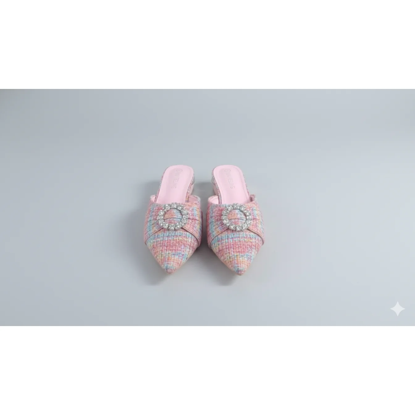 Glamorous Rhinestone Decor Point Toe Flats Mule Shoes - Image 8