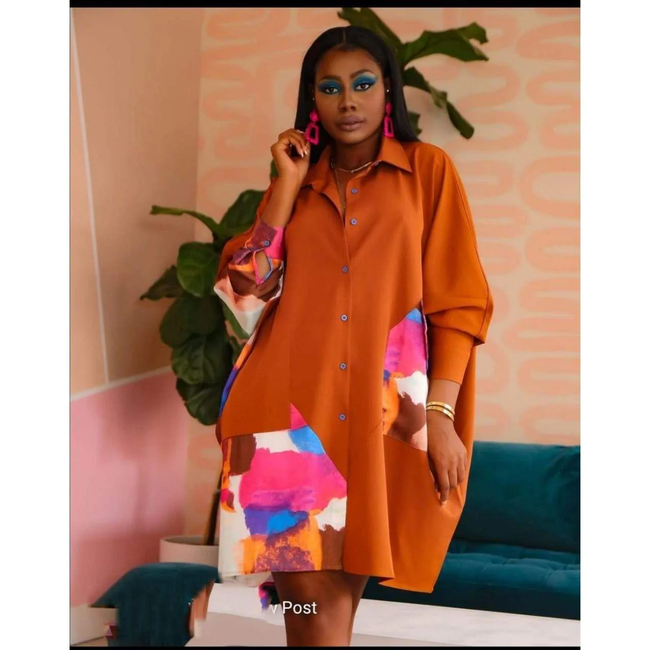 Colour full Oversized Shirt Dress - Image 3