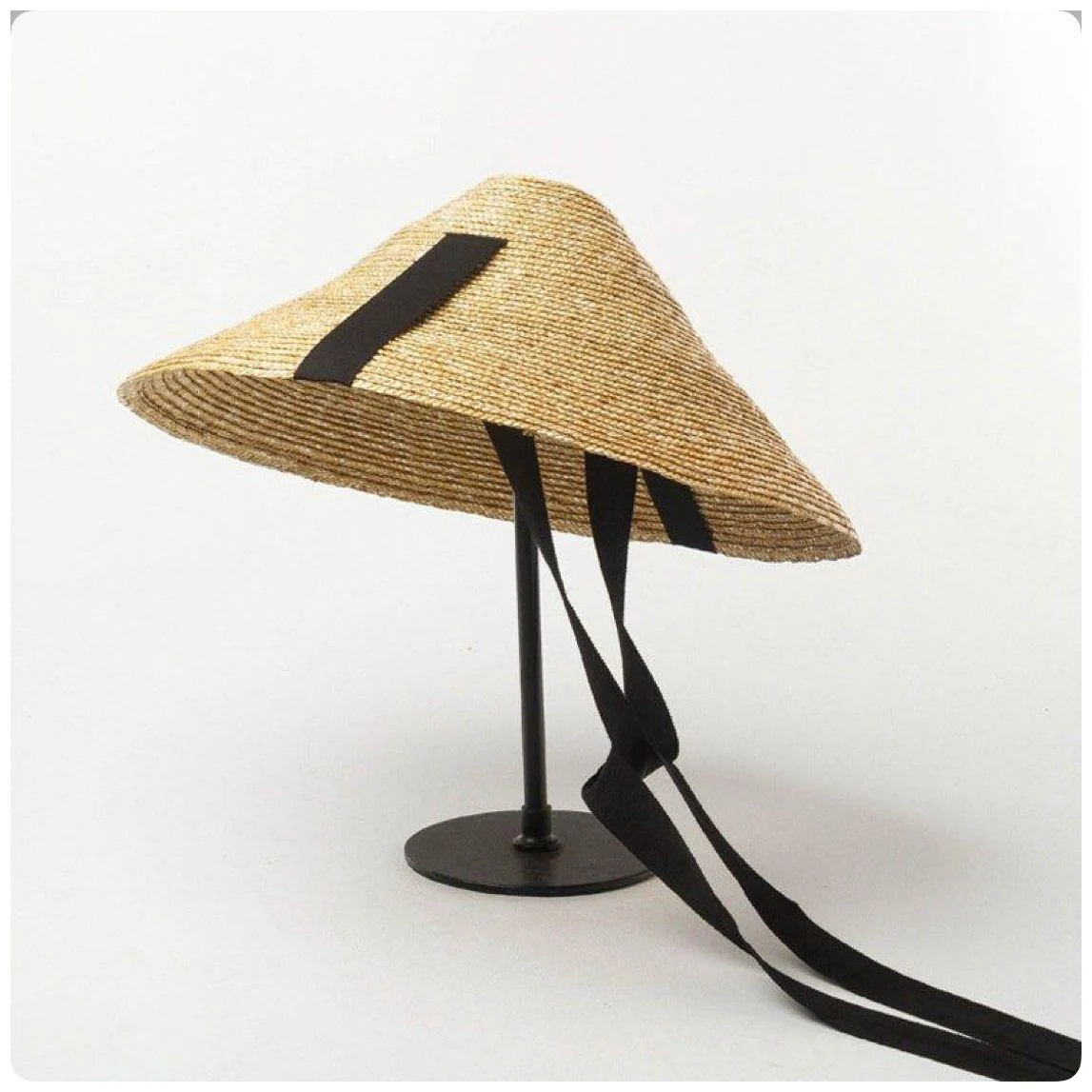 Conical Summer Wide Brim Straw Lace-up Straw Beach Hat - Image 2