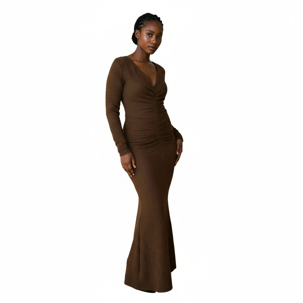 Contrast Lace Cinching Waist A-Line Maxi Dress - Image 3