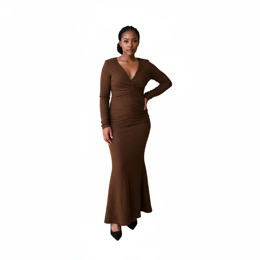 Contrast Lace Cinching Waist A-Line Maxi Dress - Image 4