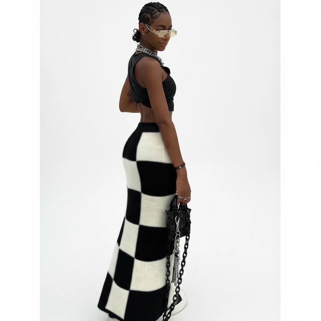 Block Square High Waisted Skirt - Image 2