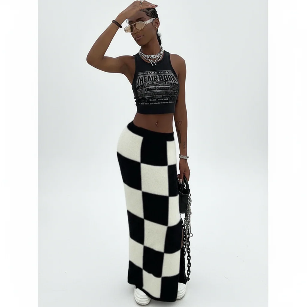 Block Square High Waisted Skirt - Image 3