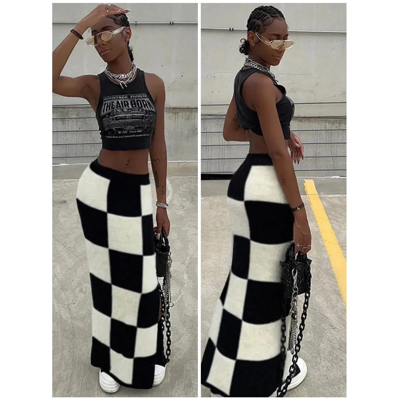 Block Square High Waisted Skirt - Image 4