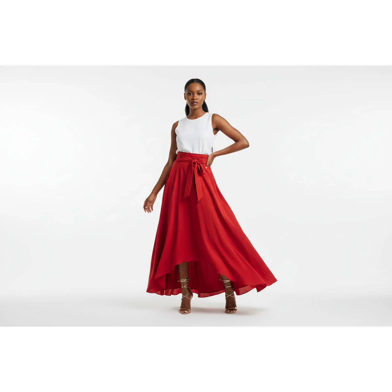 Bottom slits Satin skirt - Image 3