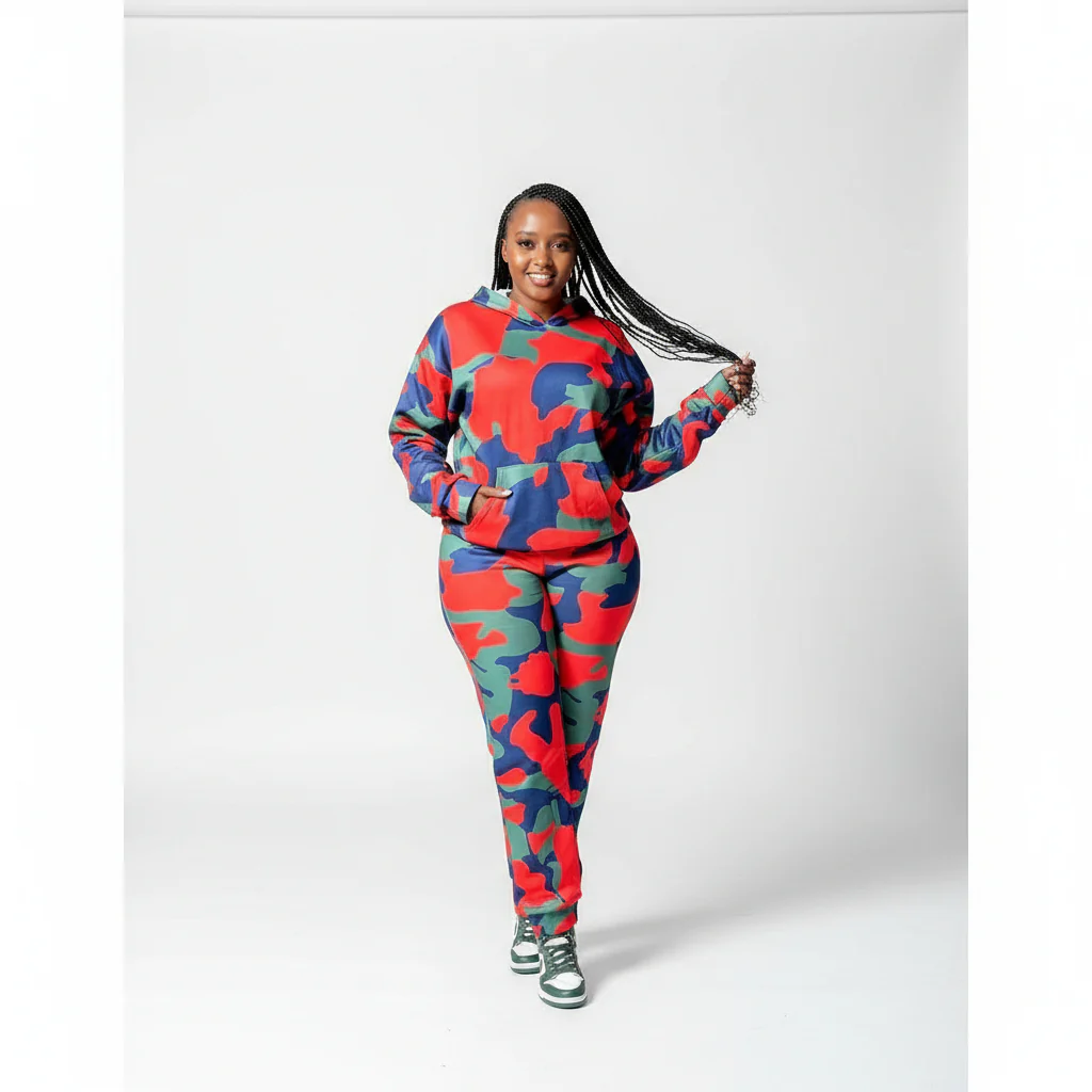 Camouflage Hooded Tracksuit Set - Image 4