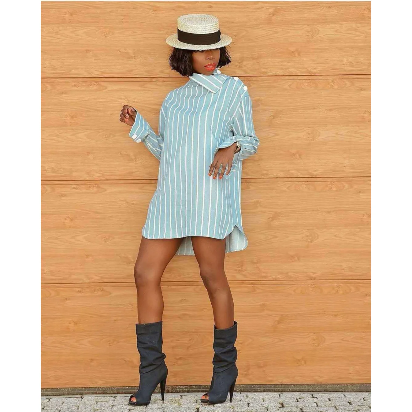 Striped Mini Shirt Dress - Image 5