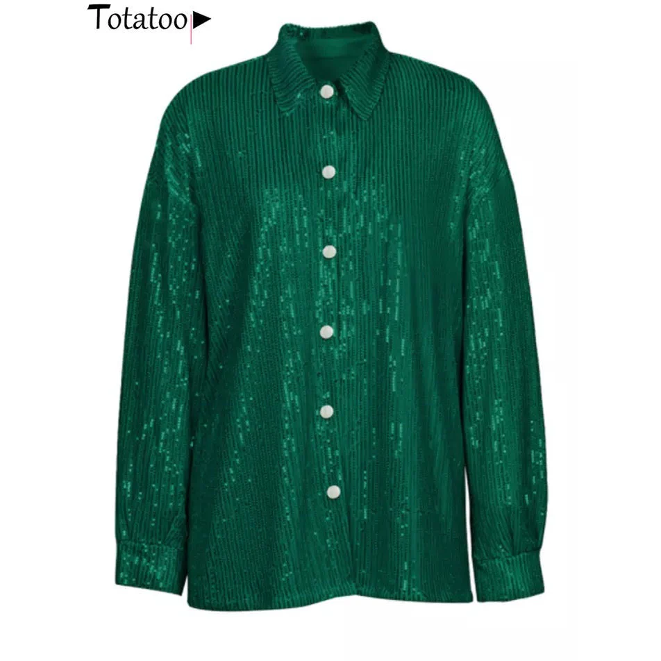 Long Sleeve Buttoned Sequin Shirt - Image 3