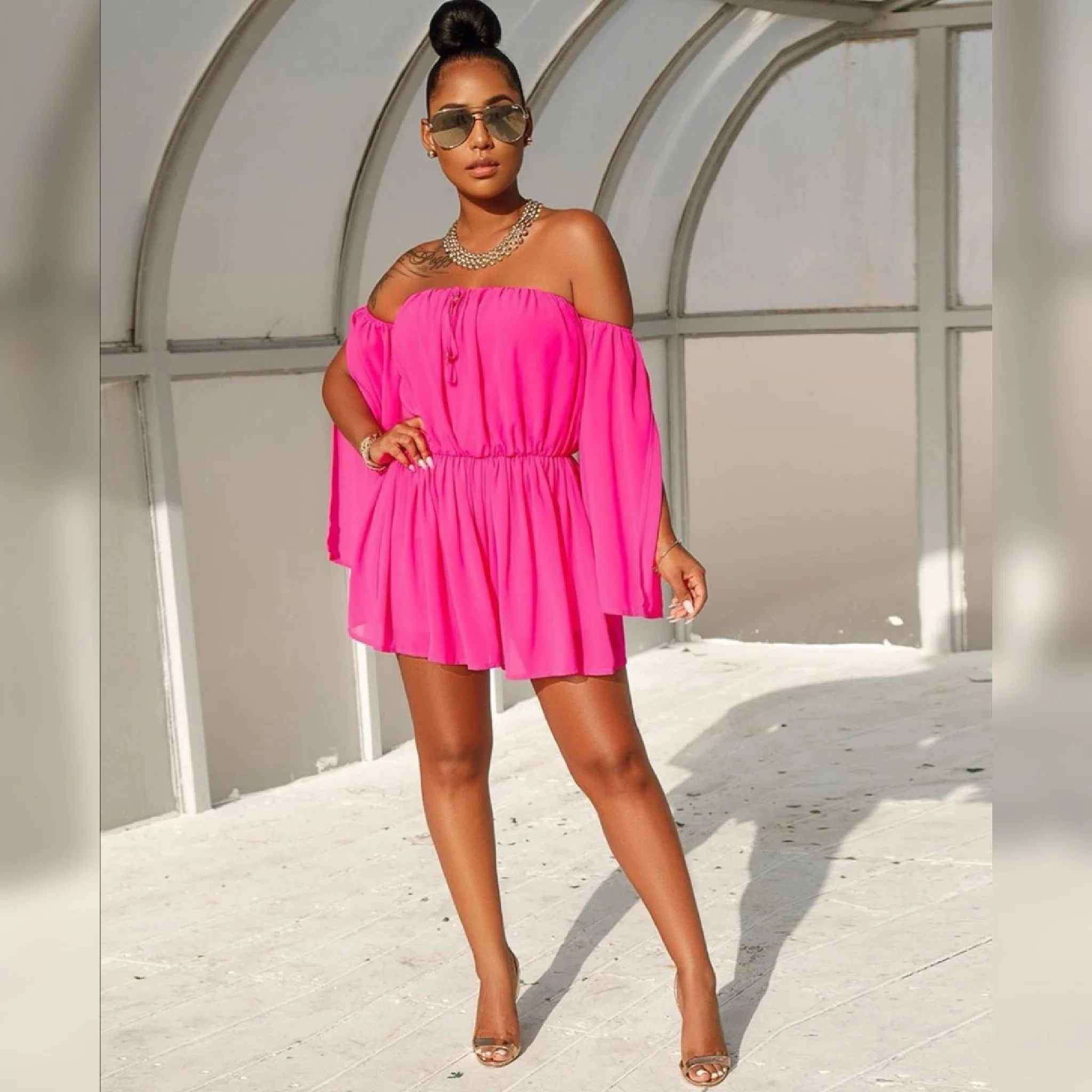 Off Shoulder Mini Jumpsuit  - Image 3