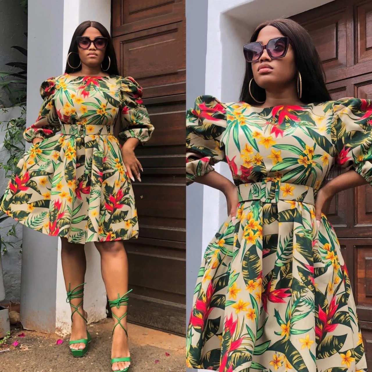 Short Sleeve Floral Midi Dress - Image 4