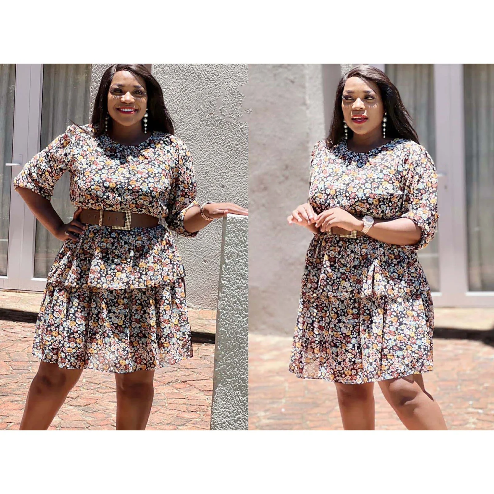 Short Sleeve High Waisted Dress - Image 3
