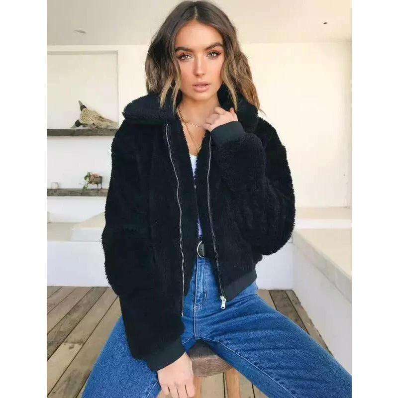 Short Zipper Teddy Coats - Image 4