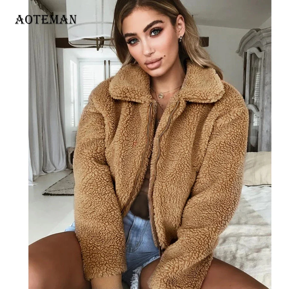 Short Zipper Teddy Coats - Image 5