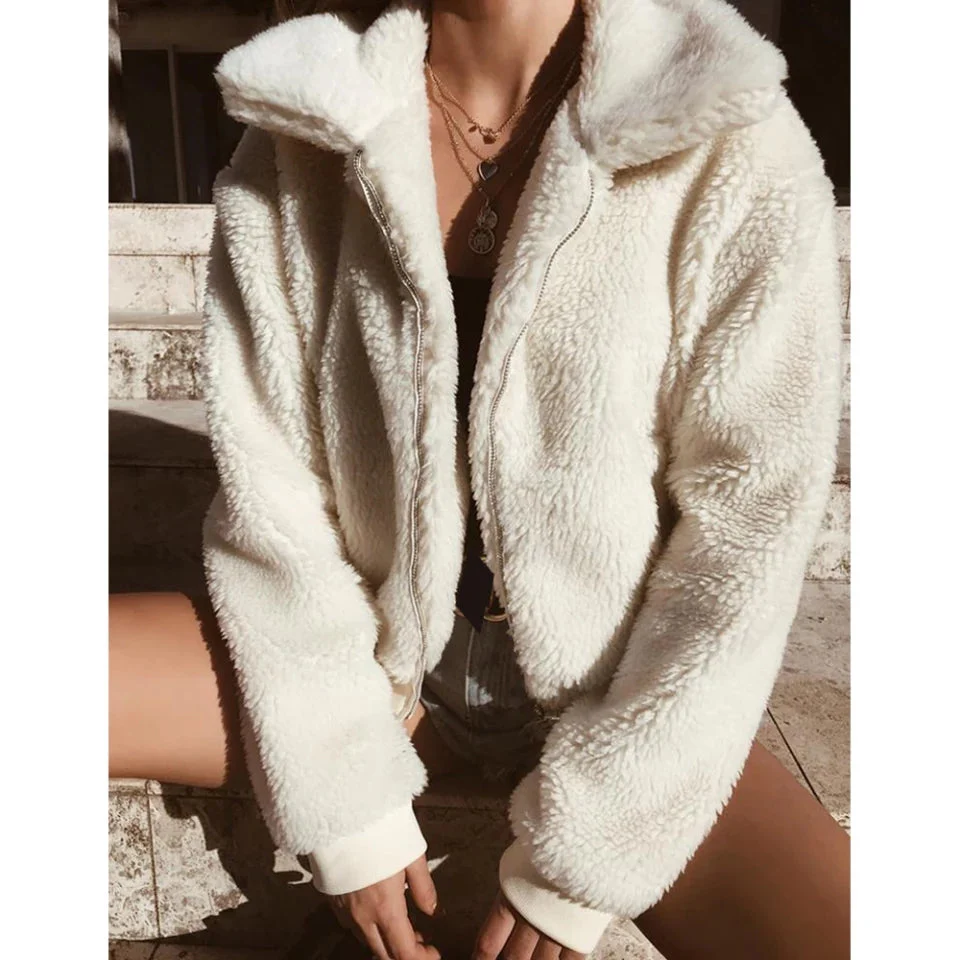 Short Zipper Teddy Coats - Image 6
