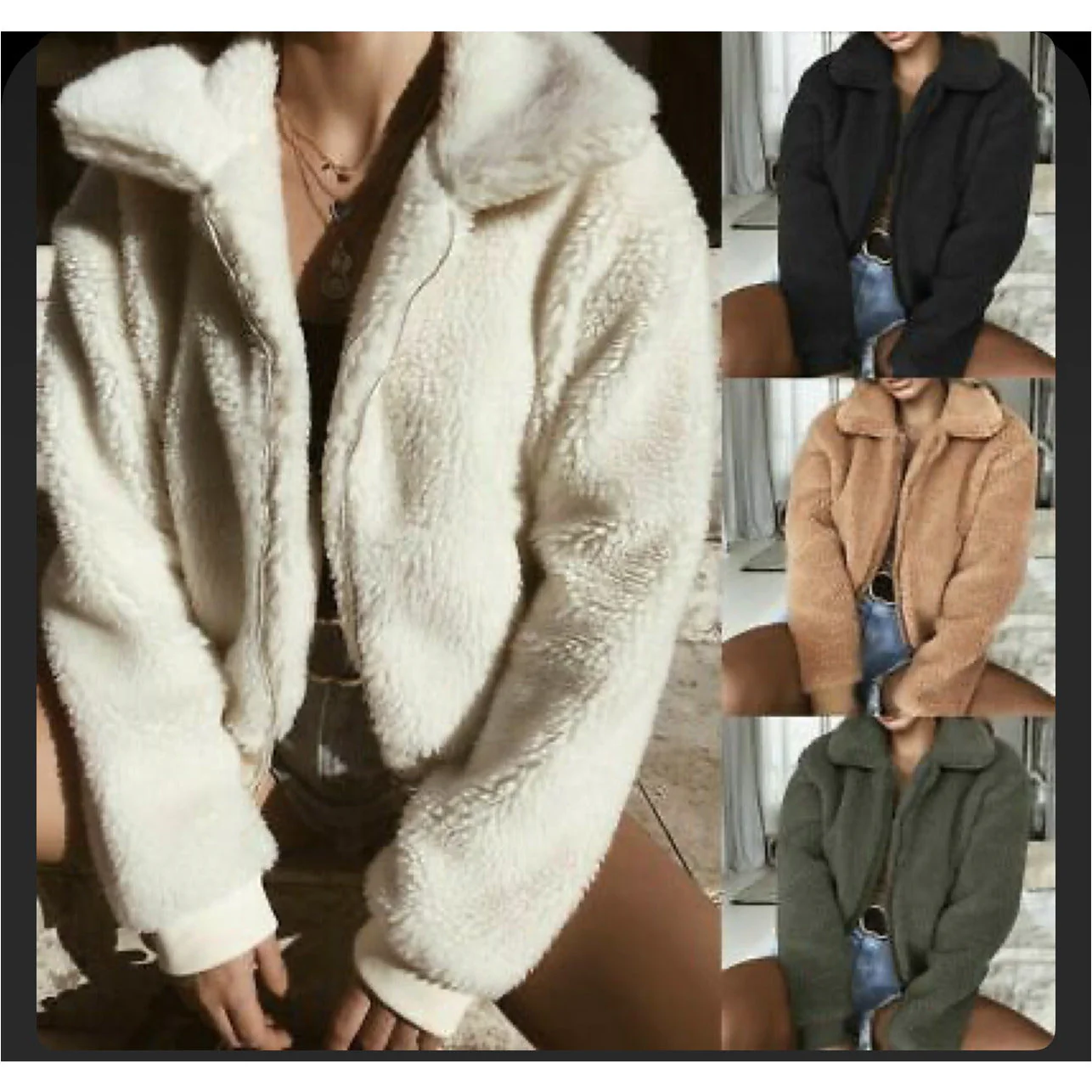 Short Zipper Teddy Coats - Image 9
