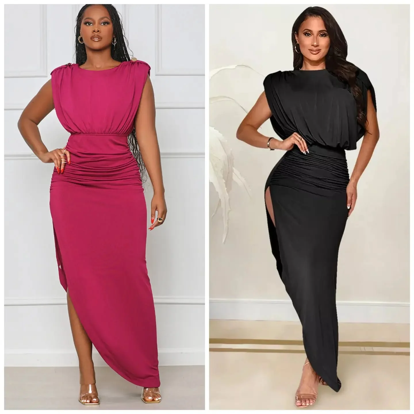 Split Folds Sleeveless Long Dress - Image 2