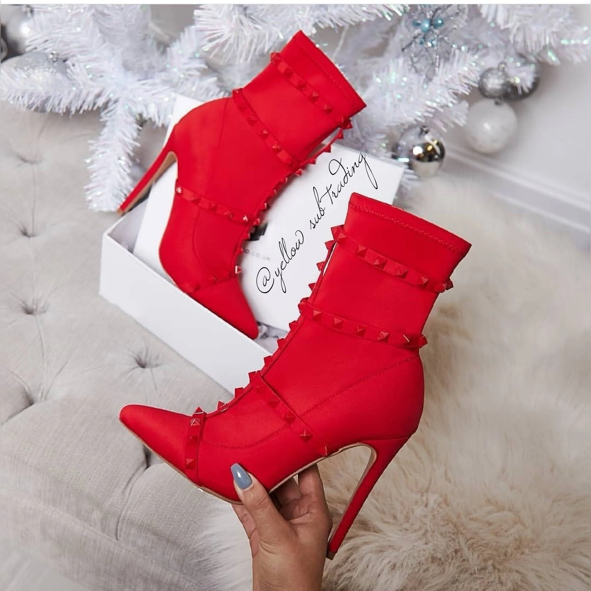 Studded Detail Sock Boots - Image 6