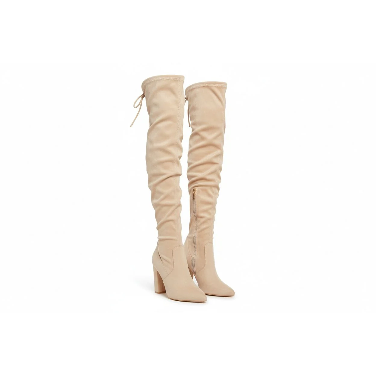 Suede Thigh High Sock Chunky Boots - Image 2
