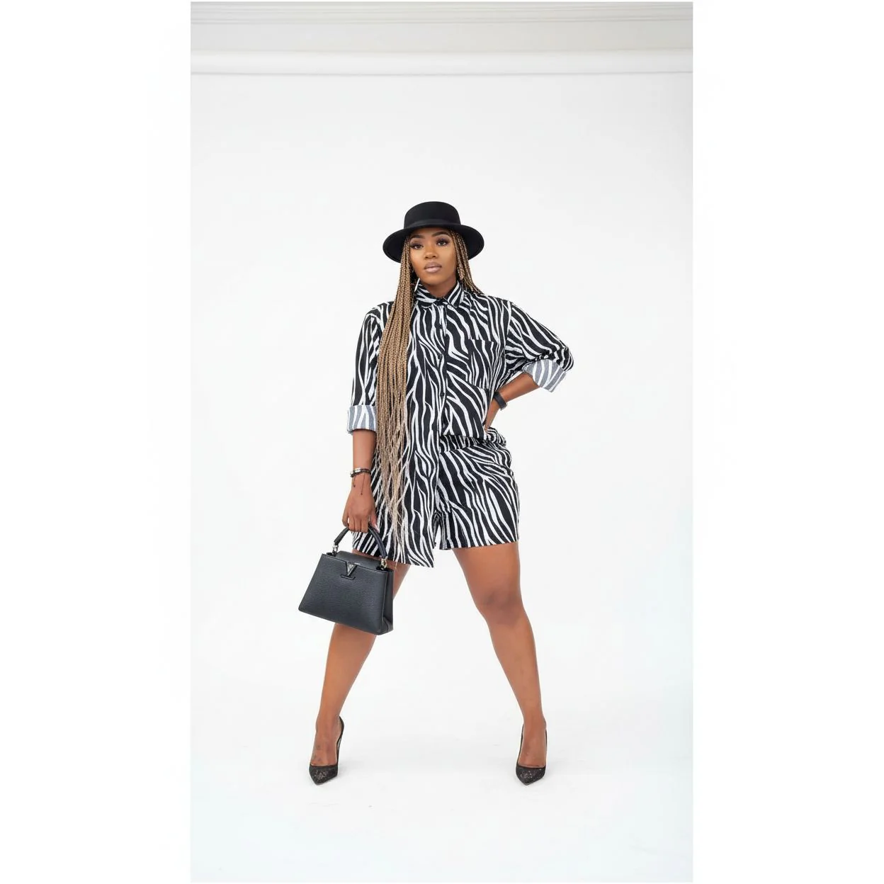 Zebra Print Shirt & Short Set