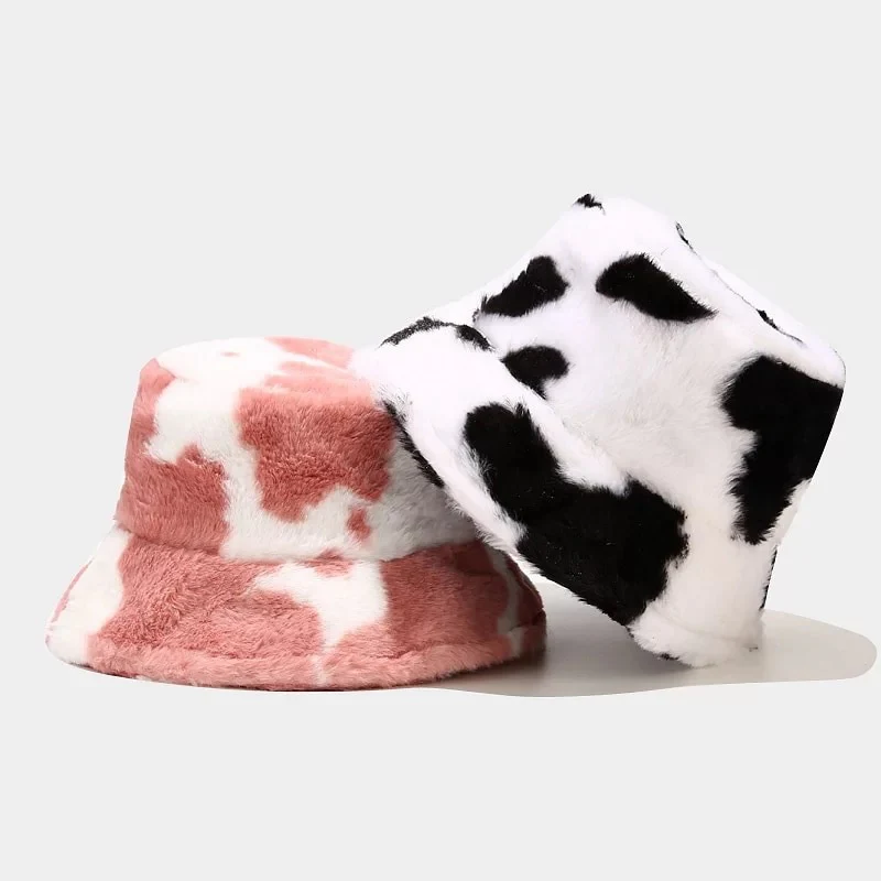 Cow Print Plush Bucket Hats. - Image 5