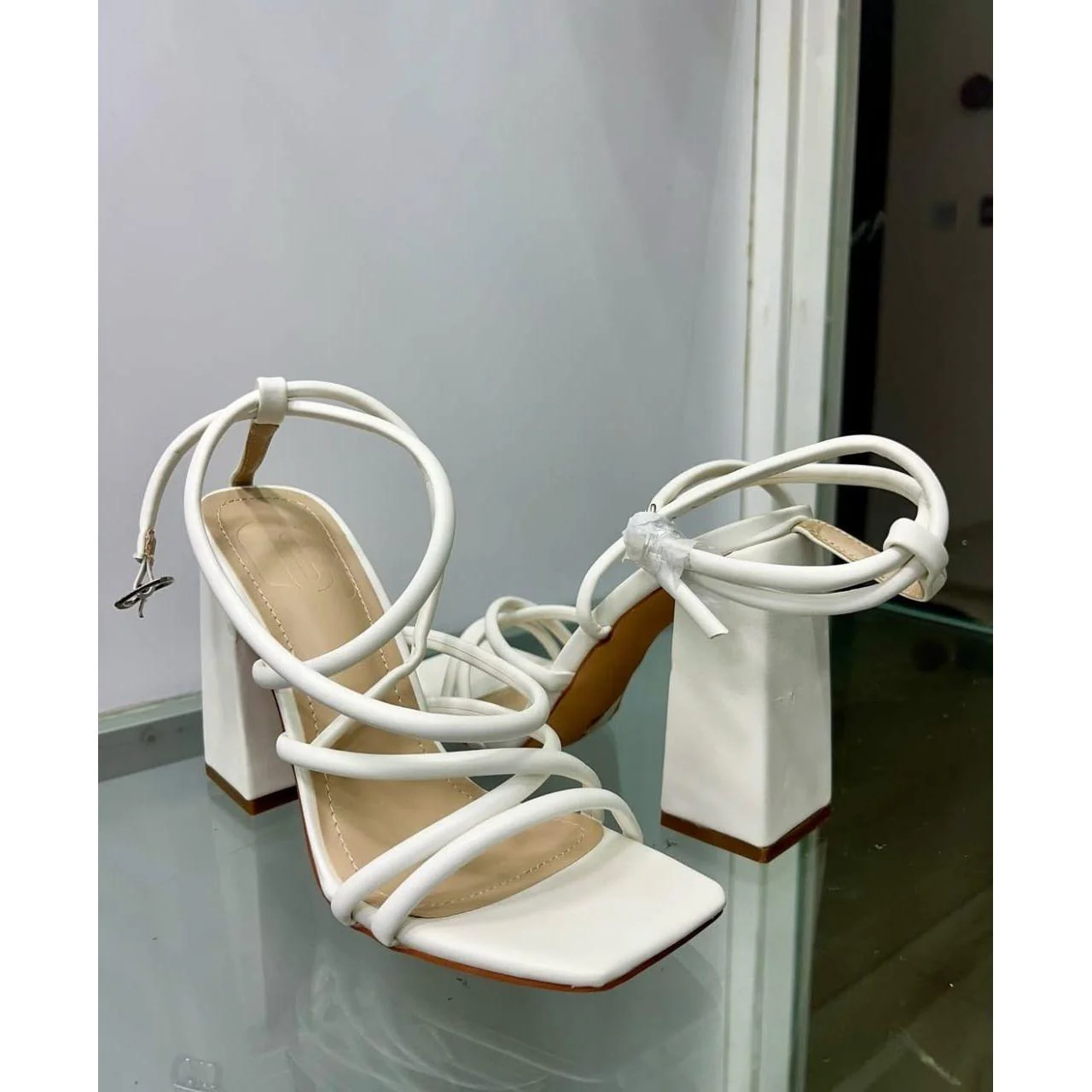 Criss Cross Heeled Ankle Strap Sandals - Image 2