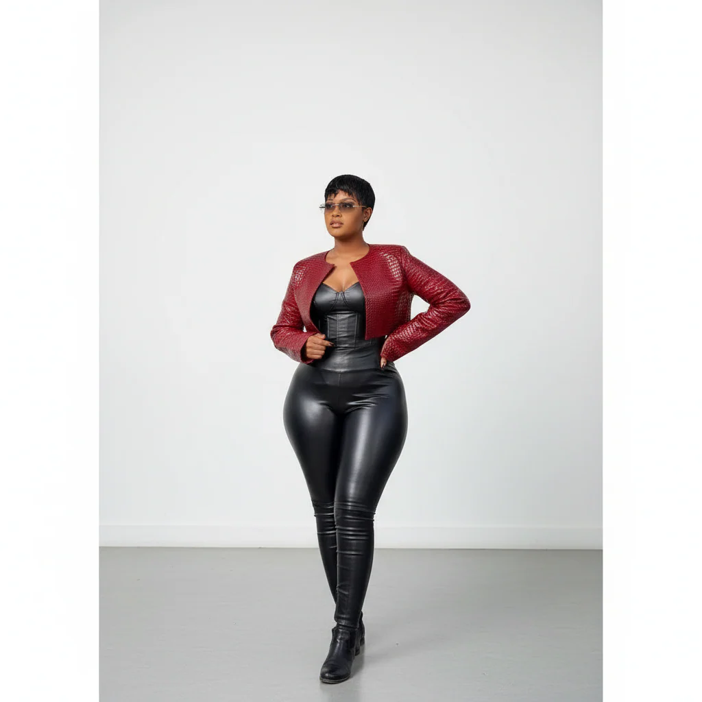 Crocodile  Print Long Sleeve Crop Jacket - Image 2