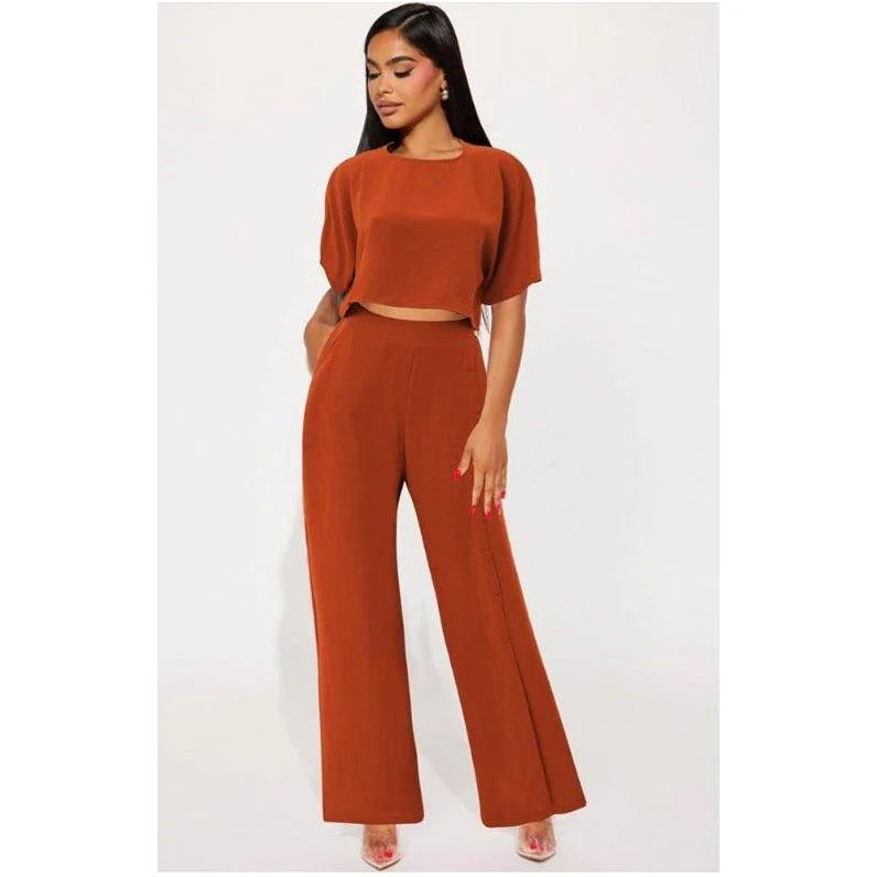 Crop Blouse & Wide Leg Pants Set. - Image 3