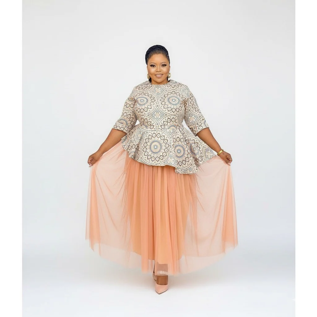 Plush Pleated Peplum Skirt with Floral Top 2 Piece Set